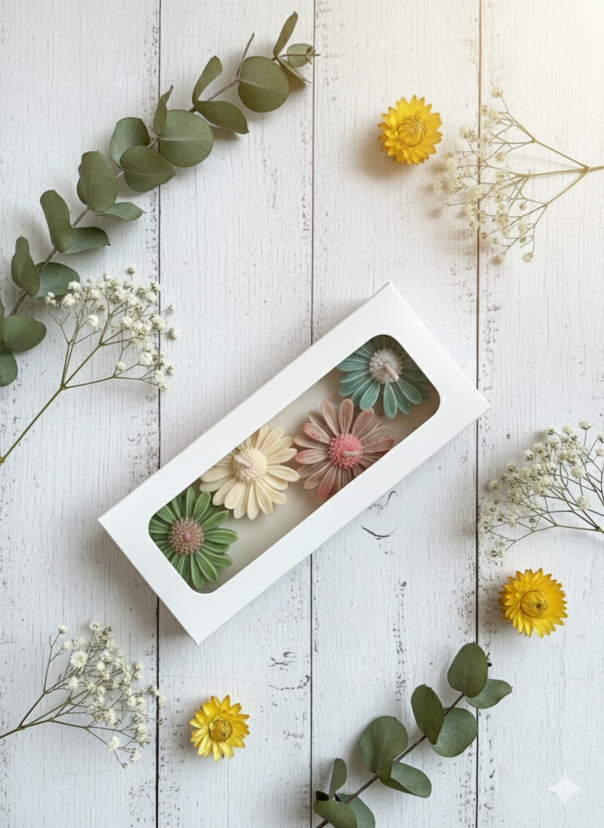 Daisy scented candle box