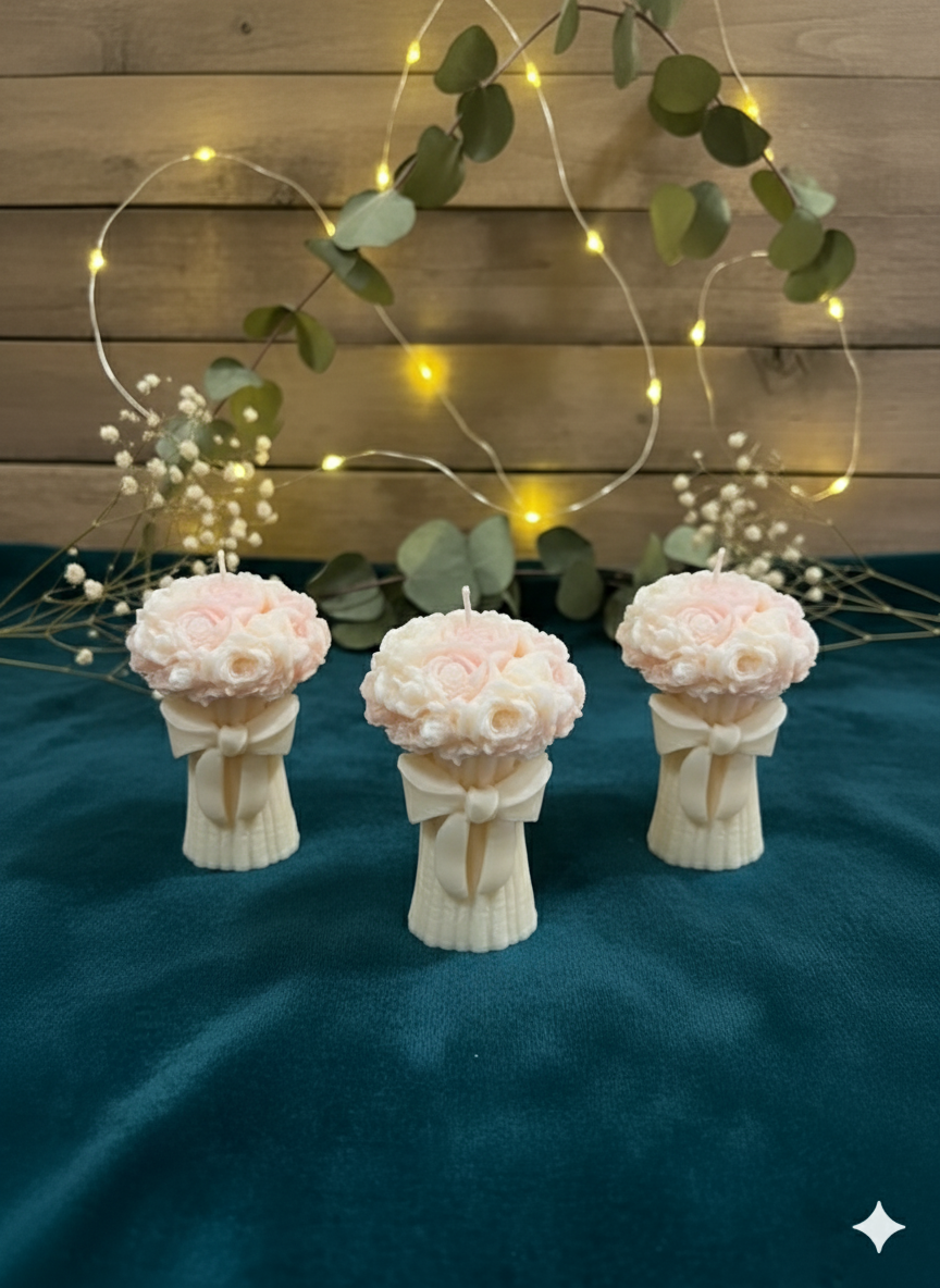 Scented Bouquet with knot Pillar candle