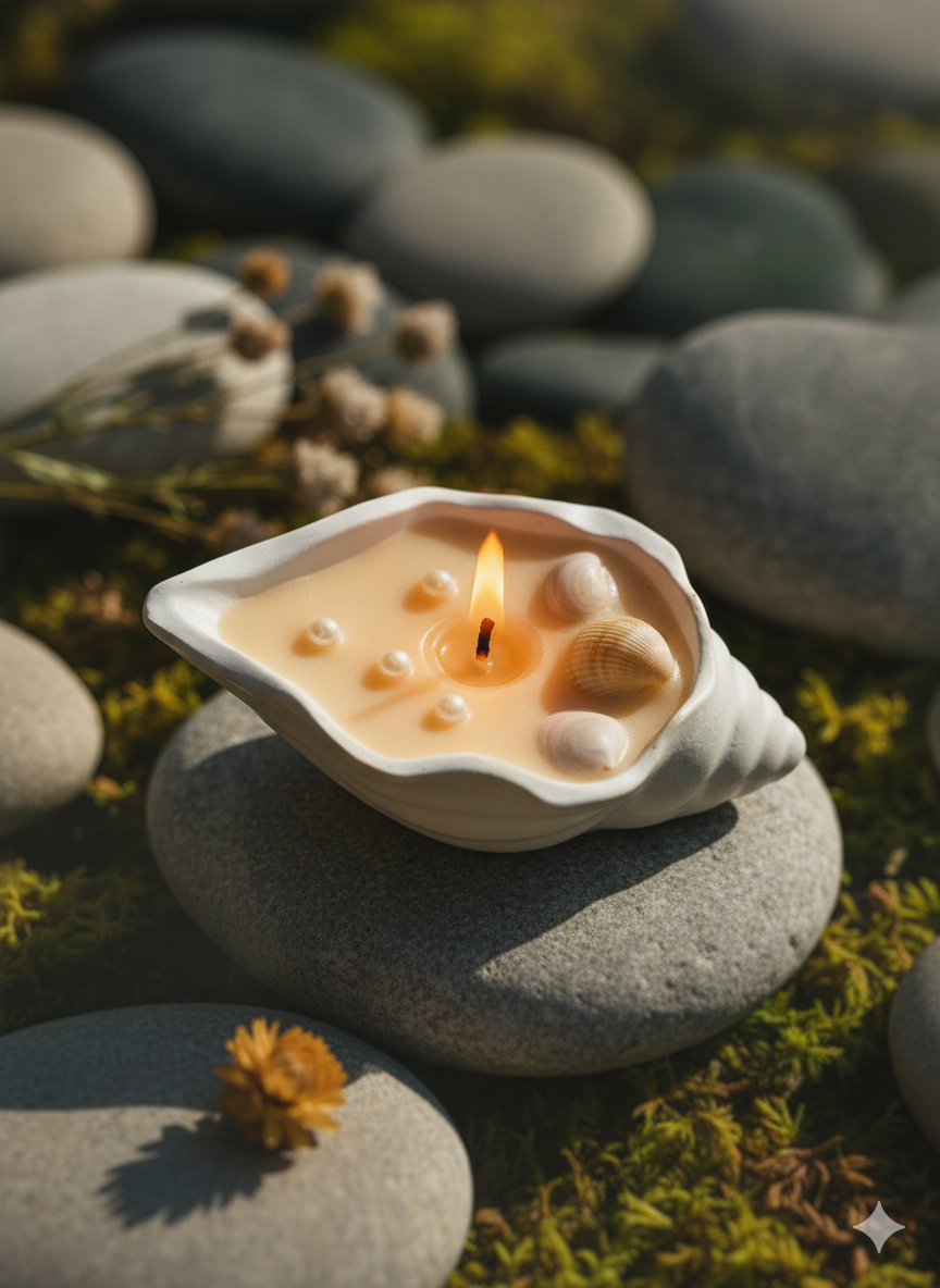 Concrete Seashell Scented Candle