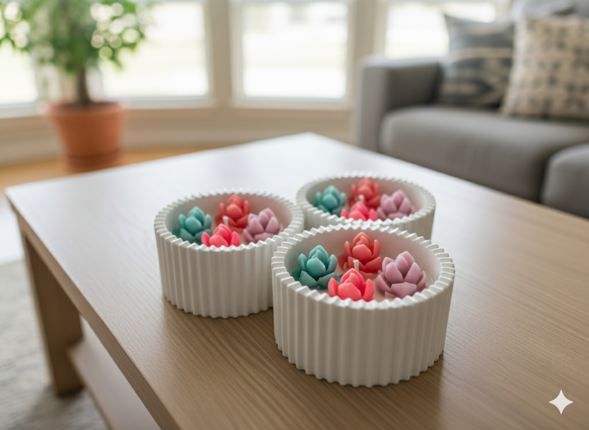 Concrete bowl scented candle