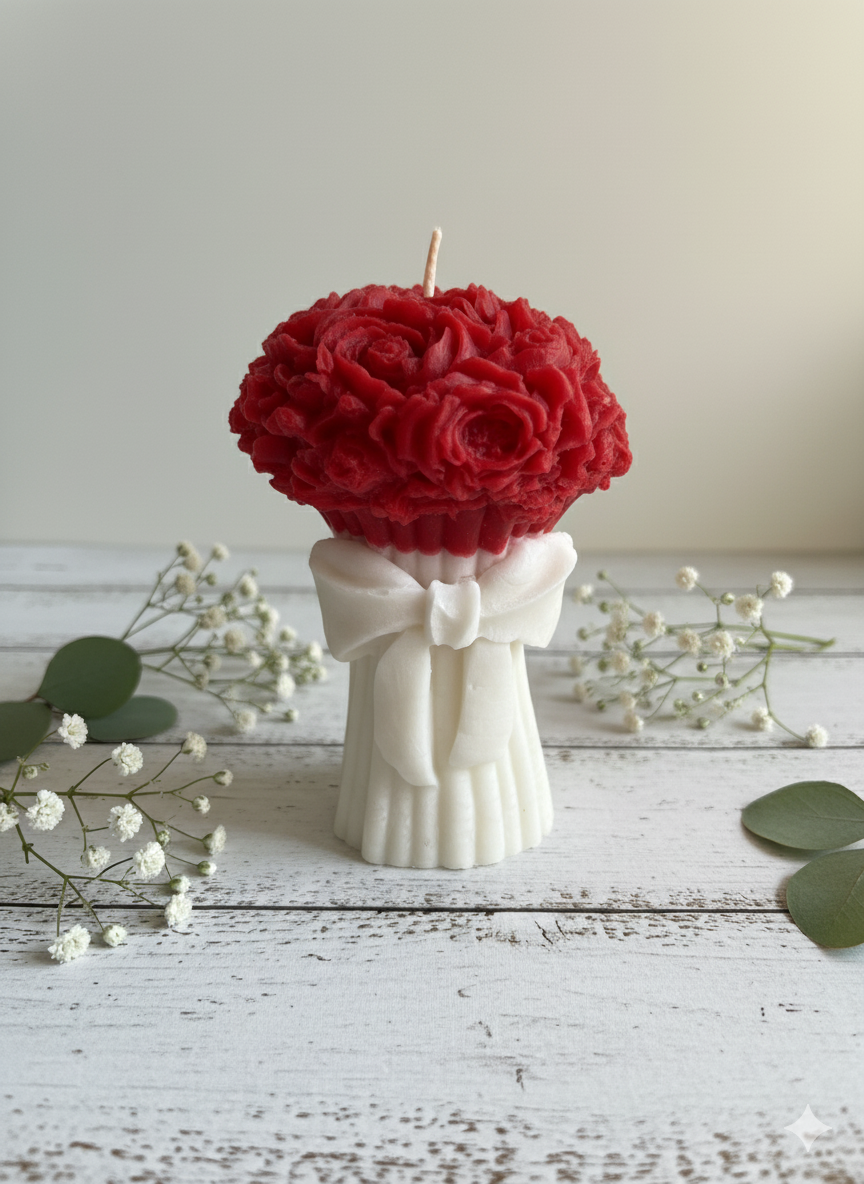 Scented Bouquet with knot Pillar candle