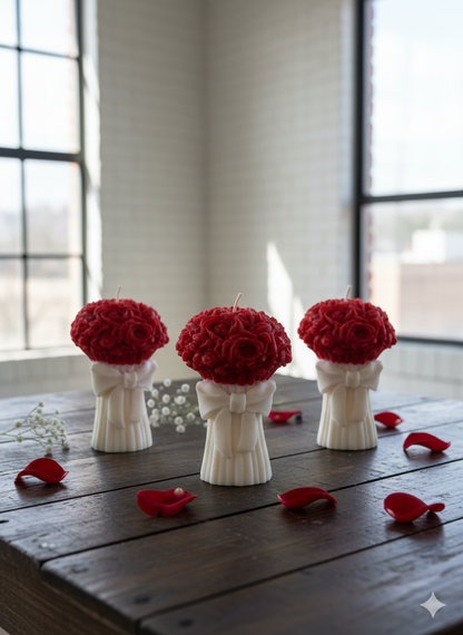 Scented Bouquet with knot Pillar candle
