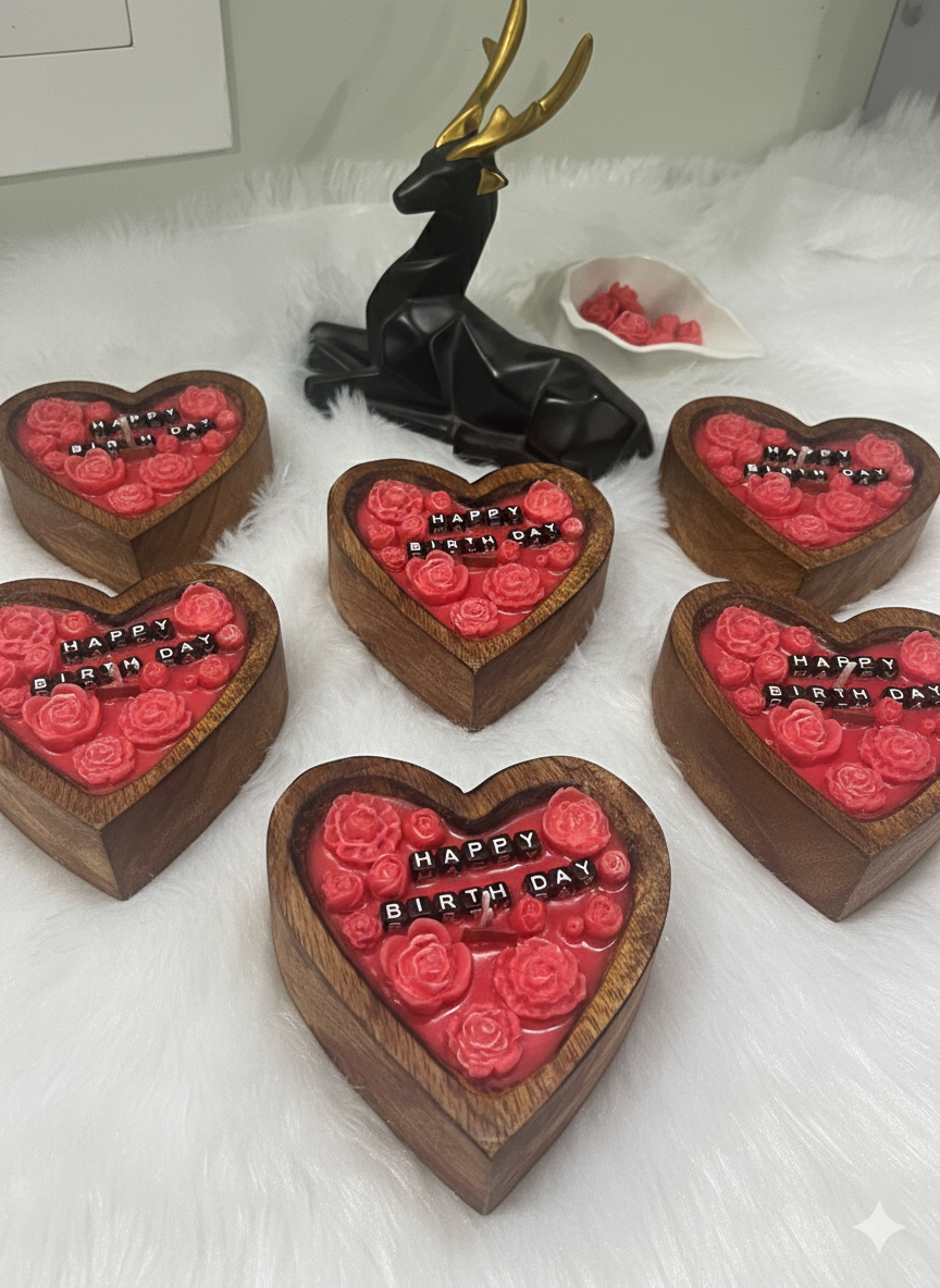 Wooden Heart Birthday Candle