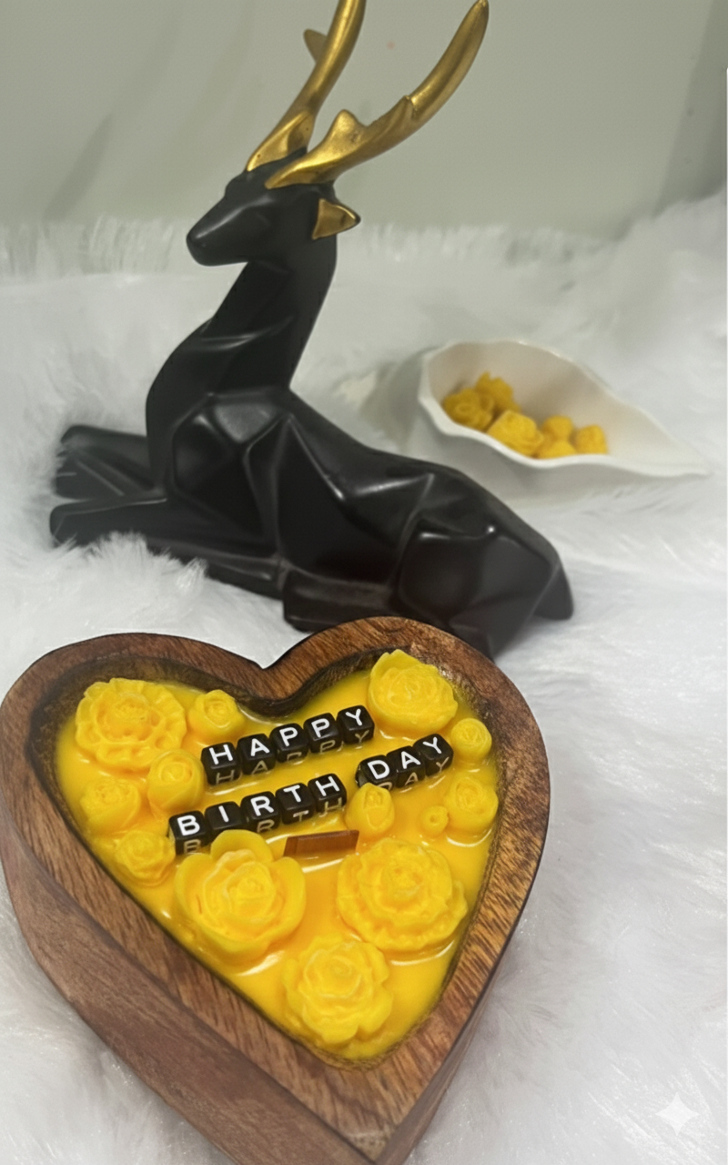 Wooden Heart Birthday Candle