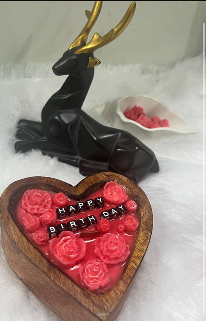 Wooden Heart Birthday Candle