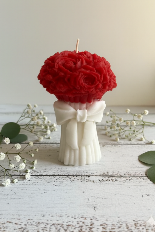 Scented Bouquet with knot Pillar candle